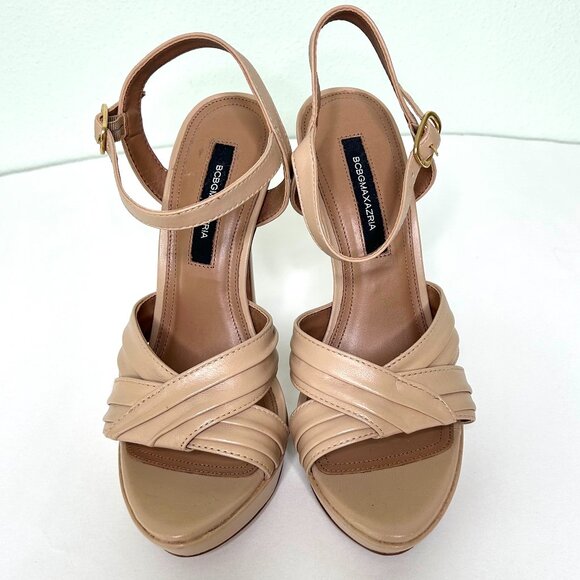 BCBG Max Azria Ravil Criss Cross Platform Sandal in Almond Size 8 *NWOB* - Picture 12 of 12